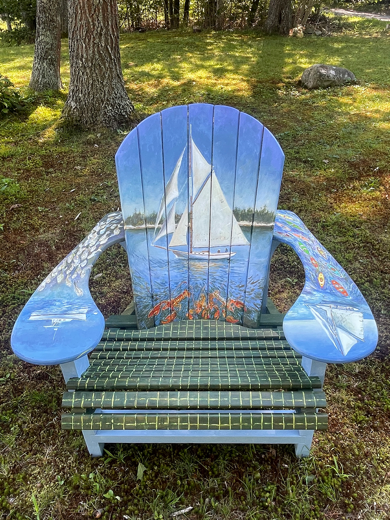 illustrated Adirondack chair for Carpenters Boat Shop by artist Elizabeth Reed