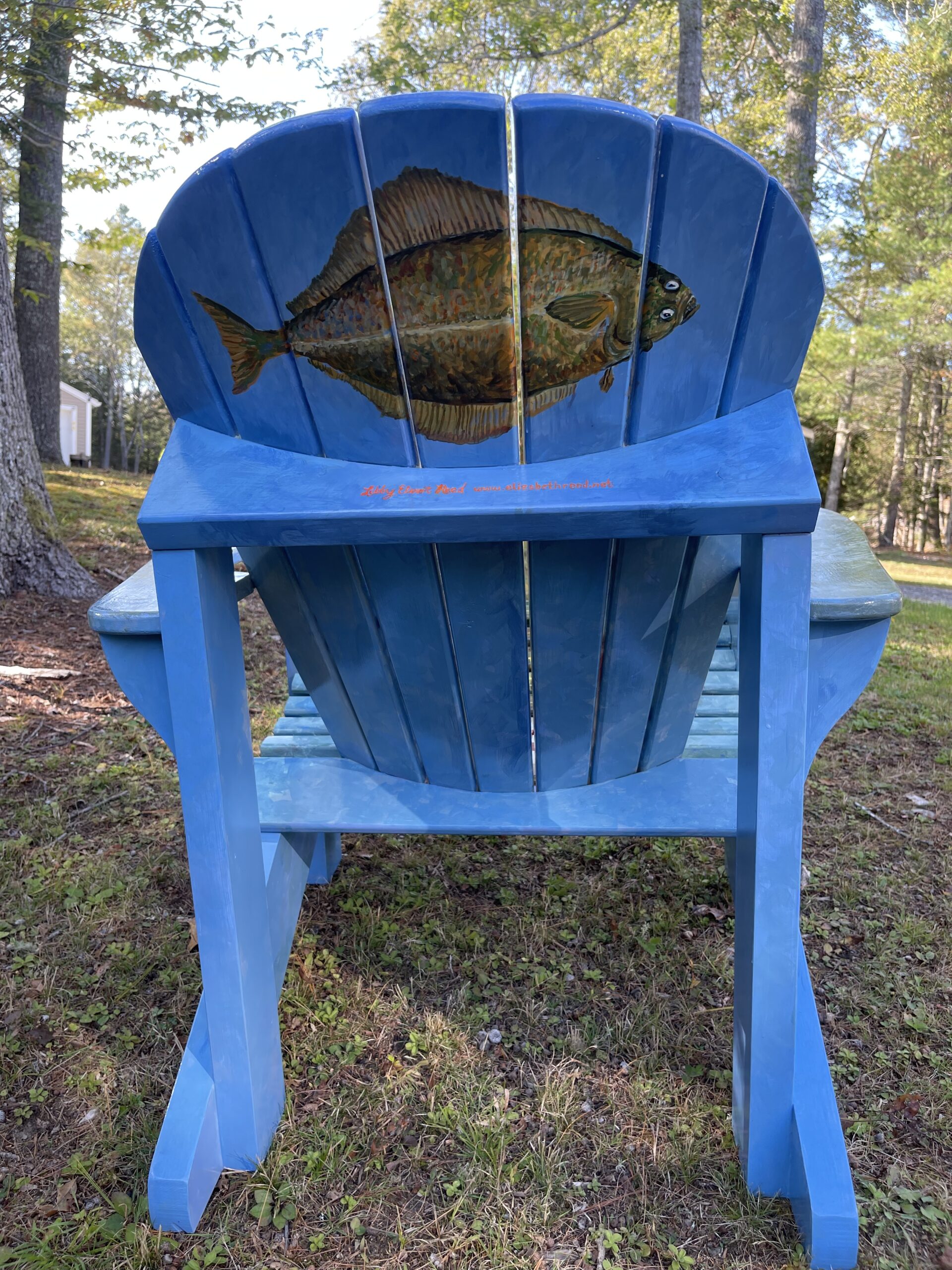 Lobster Party! Illustrated Adirondack Chair from Carpenters Boat Shop, Pemaquid ME by artist