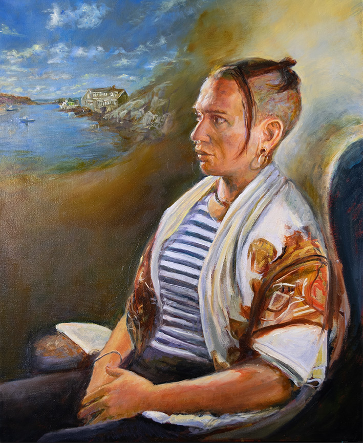 BEN oil painting merging en Plein air and portraiture from life by fine artist Elizabeth Reed