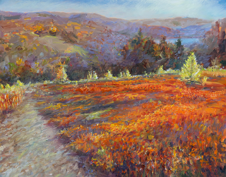 Late autumnn on Appleton Ridge painted en Plein air by fine artist Elizabeth Reed