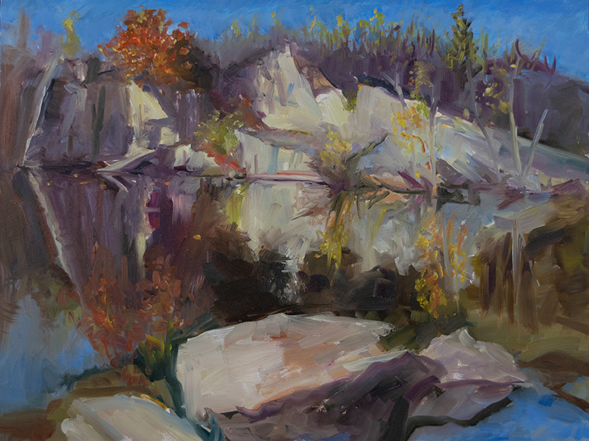 Long Cove Quarry painted en Plein air in oil by fine artist Elizabeth Reed